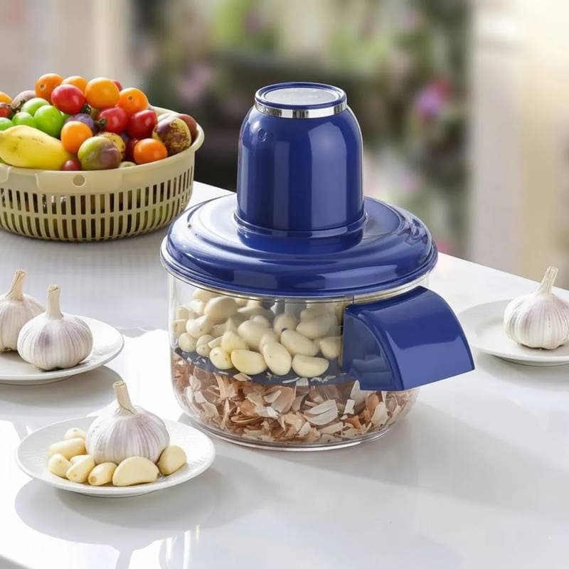 Descascador de Alho Elétrico Azul 100w Picador de Alimentos
