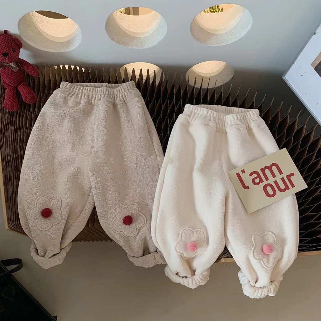 Outono inverno bebê menina velo-velo quente Sweatpants bebê solto calças casuais versão coreana engrossado Leggings calç