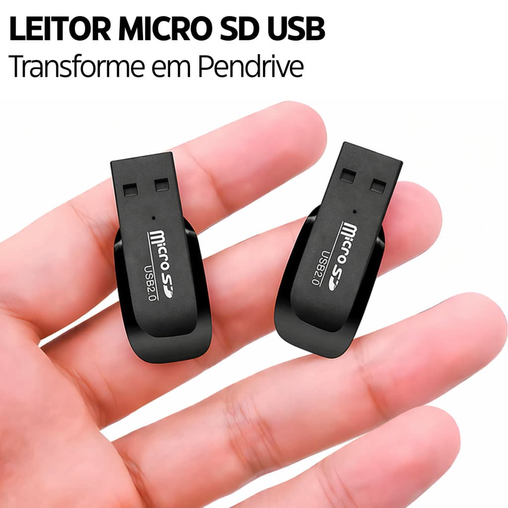 Leitor USB Micro SD 2 em 1 Transferência Rápida Plug Play