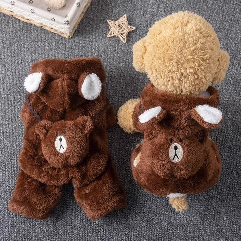 Roupas para cães engrossadas inverno roupas de quatro patas Teddy Bichon Pomeranian Schnauzer gato de estimação quente b