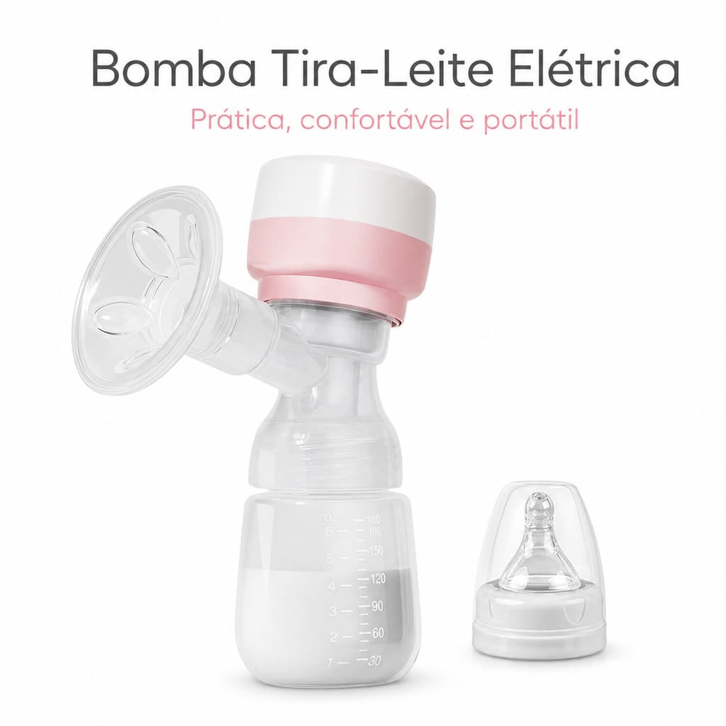 Bomba de Tirar Leite Elétrica Portátil Integrada  Livre de BPA com Bico de Mamadeira