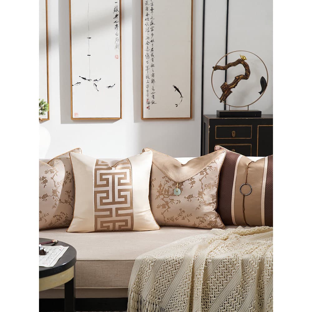 Novo estilo chinês travesseiro estilo chinês sala de estar sofá travesseiro almofada cabeceira cintura quadrada apoio vo