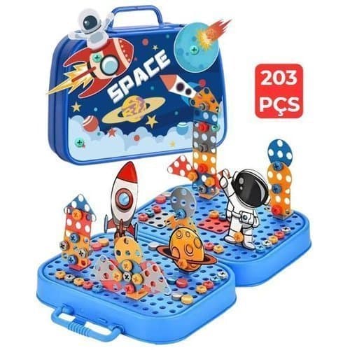Kit Maleta Educativa Montagem Infantil Criatividade Desenvolvimento Brinquedo Educacional