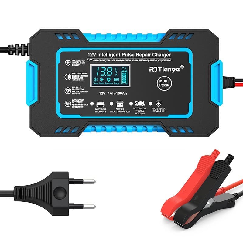 Carregador De Bateria De Carro Inteligente 12V Display Digital Automático Reparo De Pulso De Energia