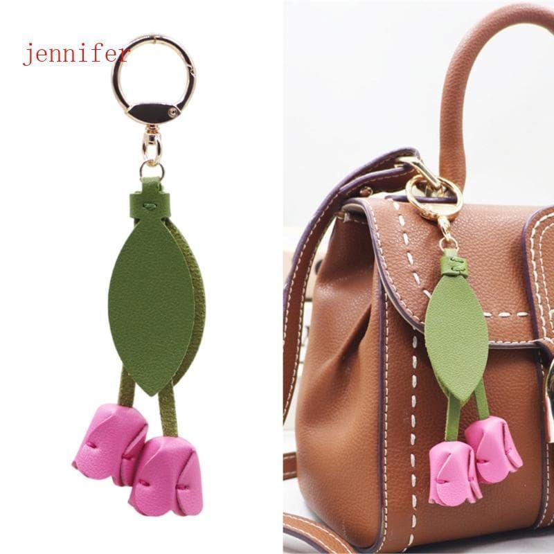 jennifer Moda Tulipas Chaveiro Acessório PU Metal Charme Para Bolsa Mochila