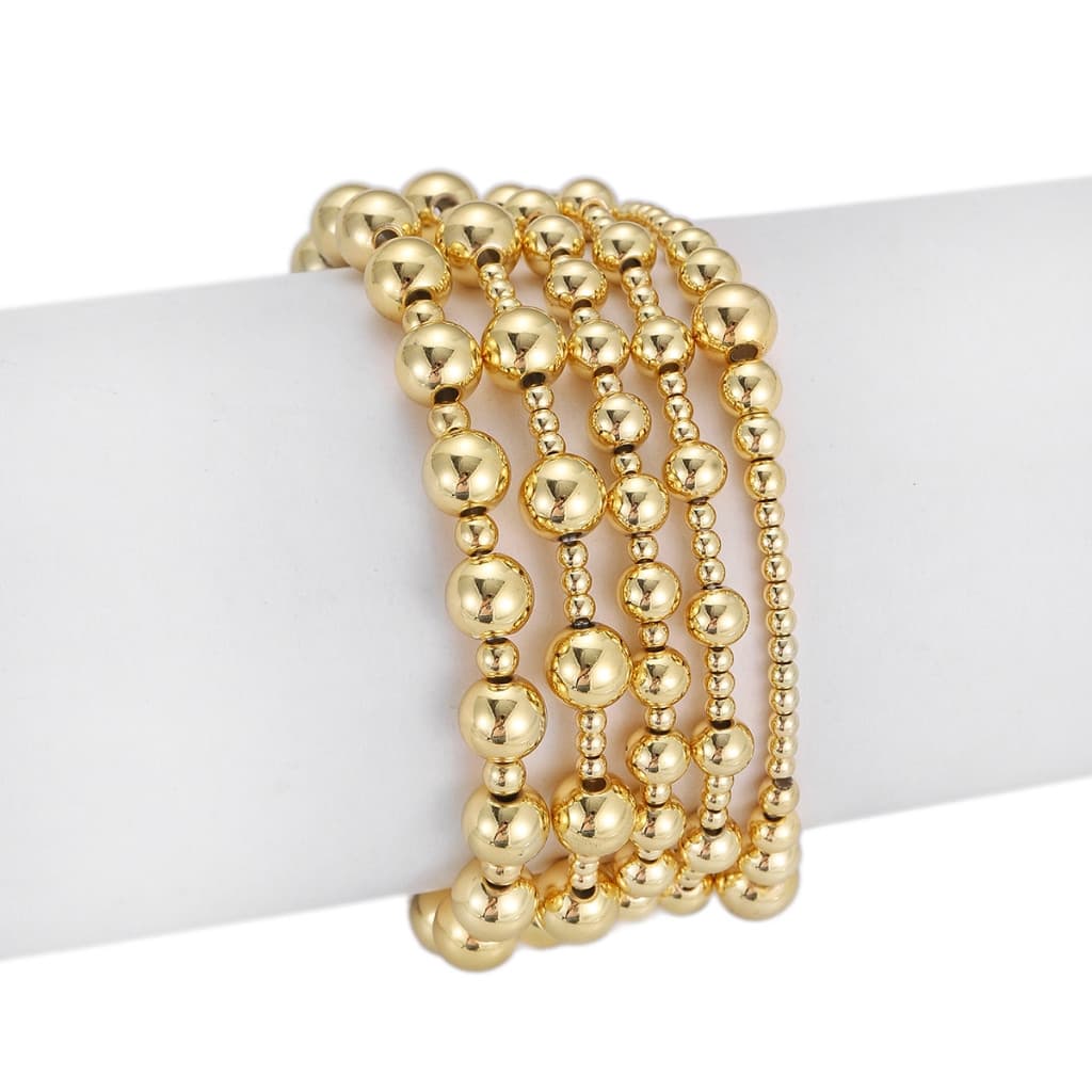 Clássico Banhado A Ouro Bola Frisado Pulseira Para Homens Moda Jóias De Cobre Artesanal Pulseiras Elásticas Presentes Fe