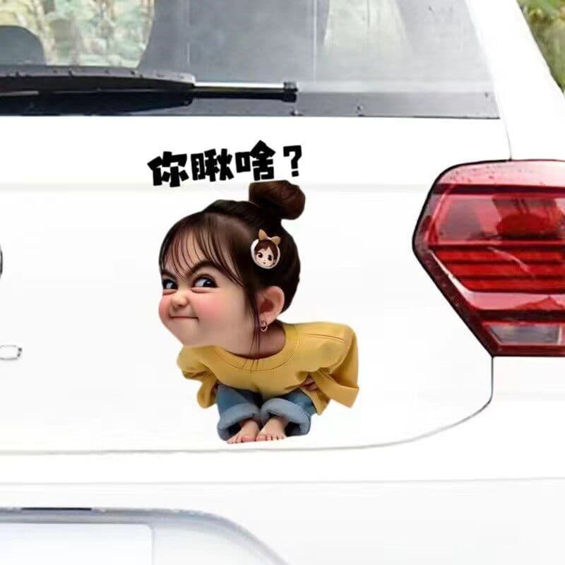 [V-KOL] Pacote de emoticons Adesivo de carro para menina O que você olha em torno Adesivo decorativo de carro para motoc