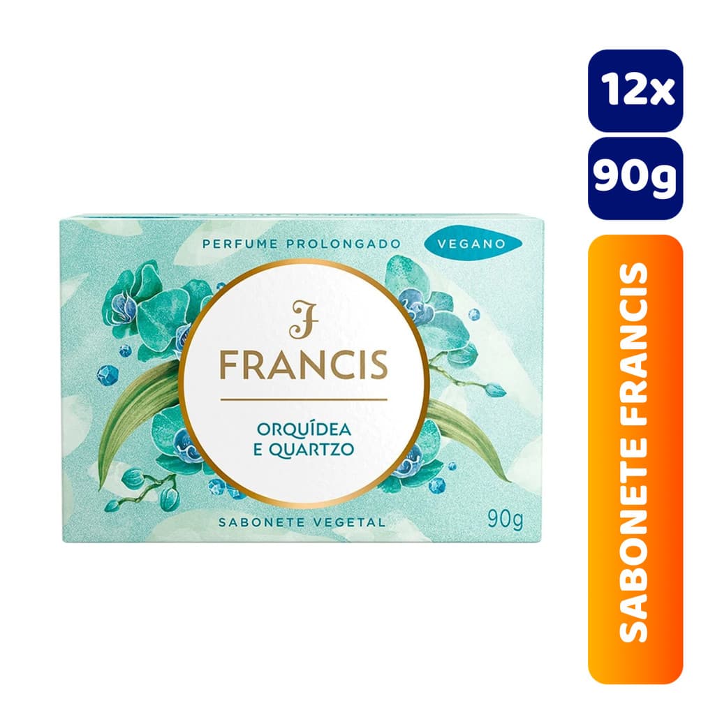 Kit C/12 Unidades Sabonete em Barra Vegetal Francis 90g Orquídeas & Quartzo