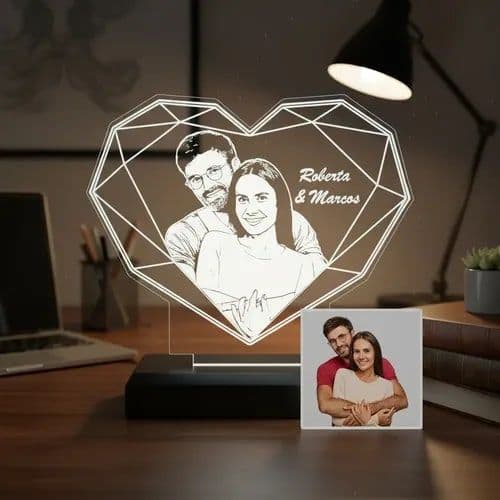 Luminária Led Personalizada Presente Dia Dos Namorados Casal - R 78,92