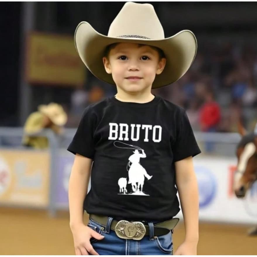 Camiseta 100% algodão Country infantil BRUTO Pecuária Cavalgada Cavalo Roça