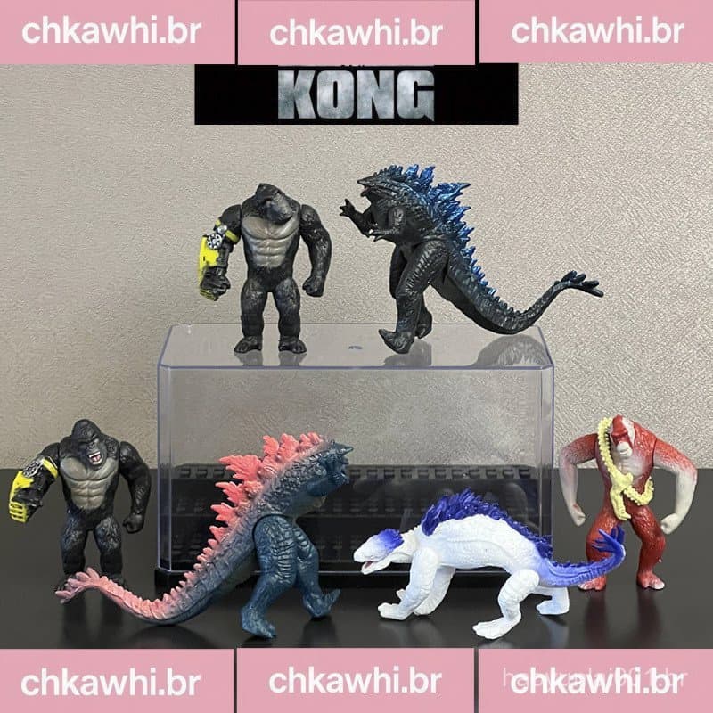 6 Pcs/Set Dinosaur VS King Kong 2 Nova Ação Império Figura 8cm Coleção De Bonecas De PVC Modelo De Brinquedo