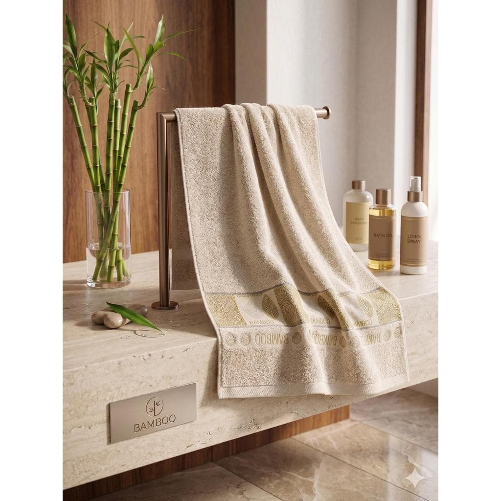 Jogo De Toalha Banho Premium Bamboo 70x140cm Toque De Seda Alta Absorção