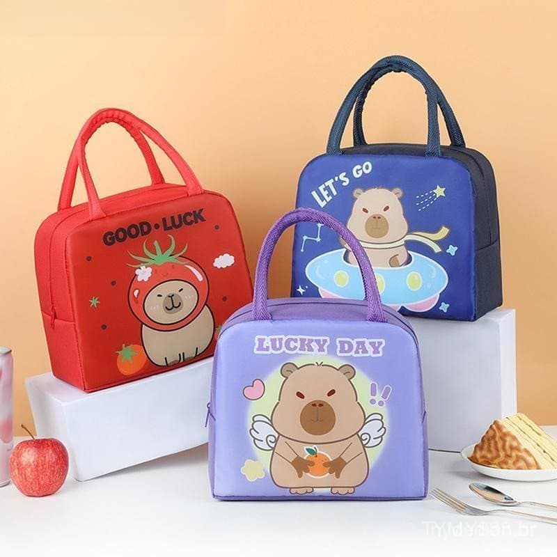#     Bolsa de Almoço de Capivara de Desenho Animado Weicheng, Recipiente de Alimentos Isolado, Bolsa Térmica Portátil,