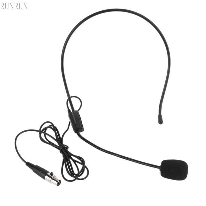 RUNRUN XLR 3 Pinos Microfone Fio Para Cabeça Wear Guia Condensador Alto-Falante Turístico Ensino Le