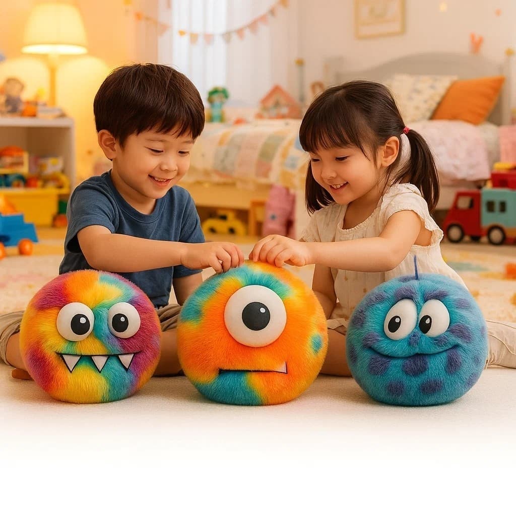Bola Pelúcia Inflável Antiestresse Colorida Apertar Esticar Brinquedo Sensorial Relaxante Divertido