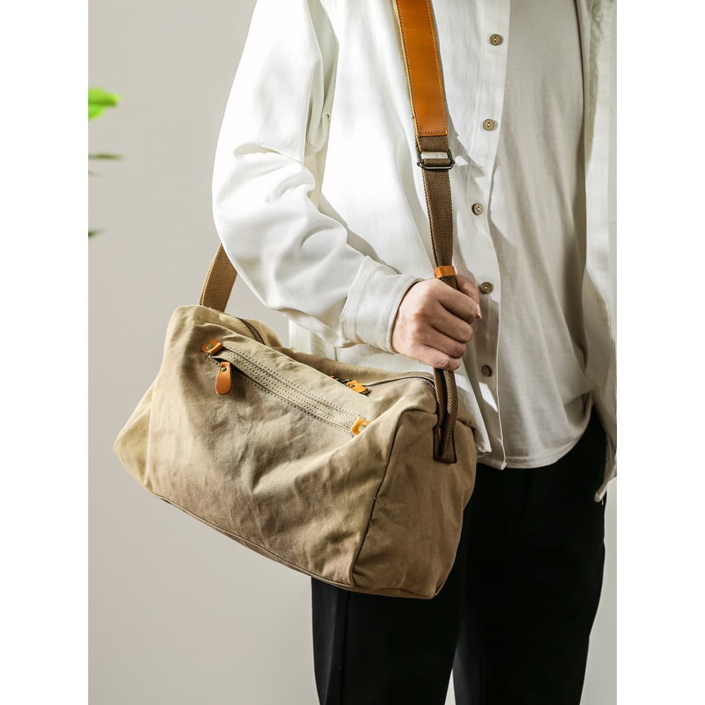 Bolsa de lona Original masculina, bolsa de um ombro, grande capacidade, Horizontal, esportiva, academia, retrô, Casual,