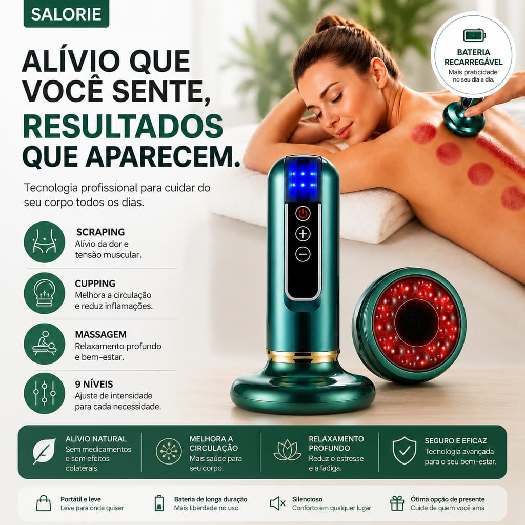 Salorie Ventosa Estética Massageador A Vácuo Beleza Saúde Massagem De Raspagem 12Nível De Calor