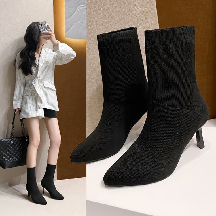2025 outono inverno 8cm Martin botas de malha estiramento botas meias botas sapatos femininos botas All-Match botas curt