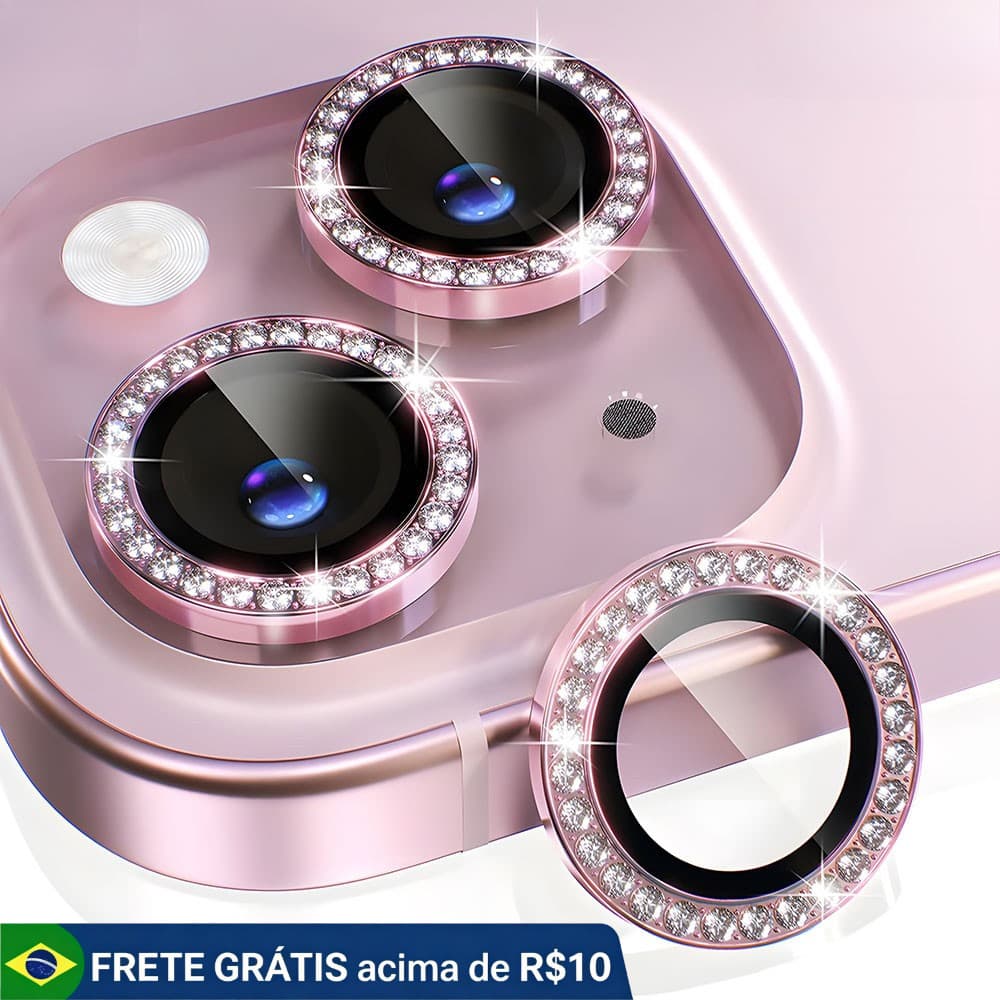 Protetor de Lente com Strass Para iPhone 11 Pro 12 13 Mini 14 15 Max 16 17 Air Normal Anti-Risco e Anti-Impacto