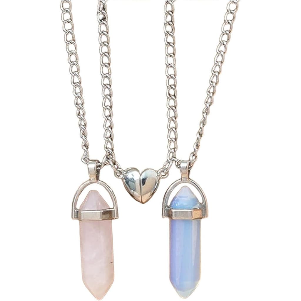Colares de amizade para casais, adequados como colares de melhores amigas para duas meninas, colares de vidro curativo,