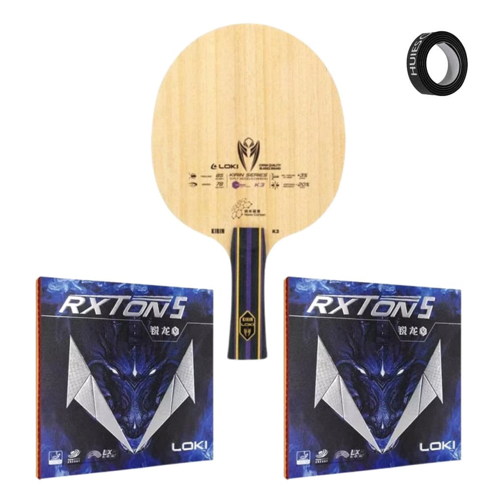 Kit Raquete Loki K3 Clássica 2 Borrachas Rxton 5 Tênis Mesa