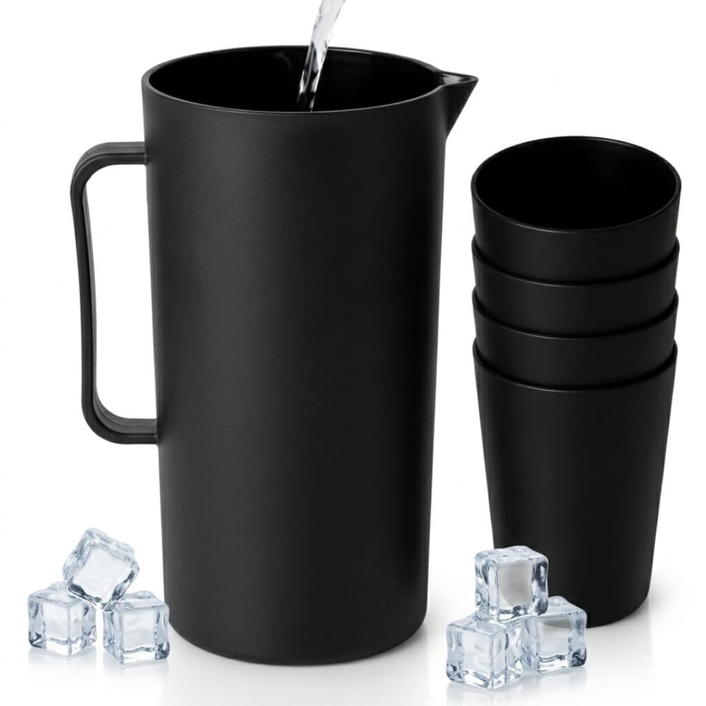 Kit Jarra e Copos Plástico Resistente Prático Durável