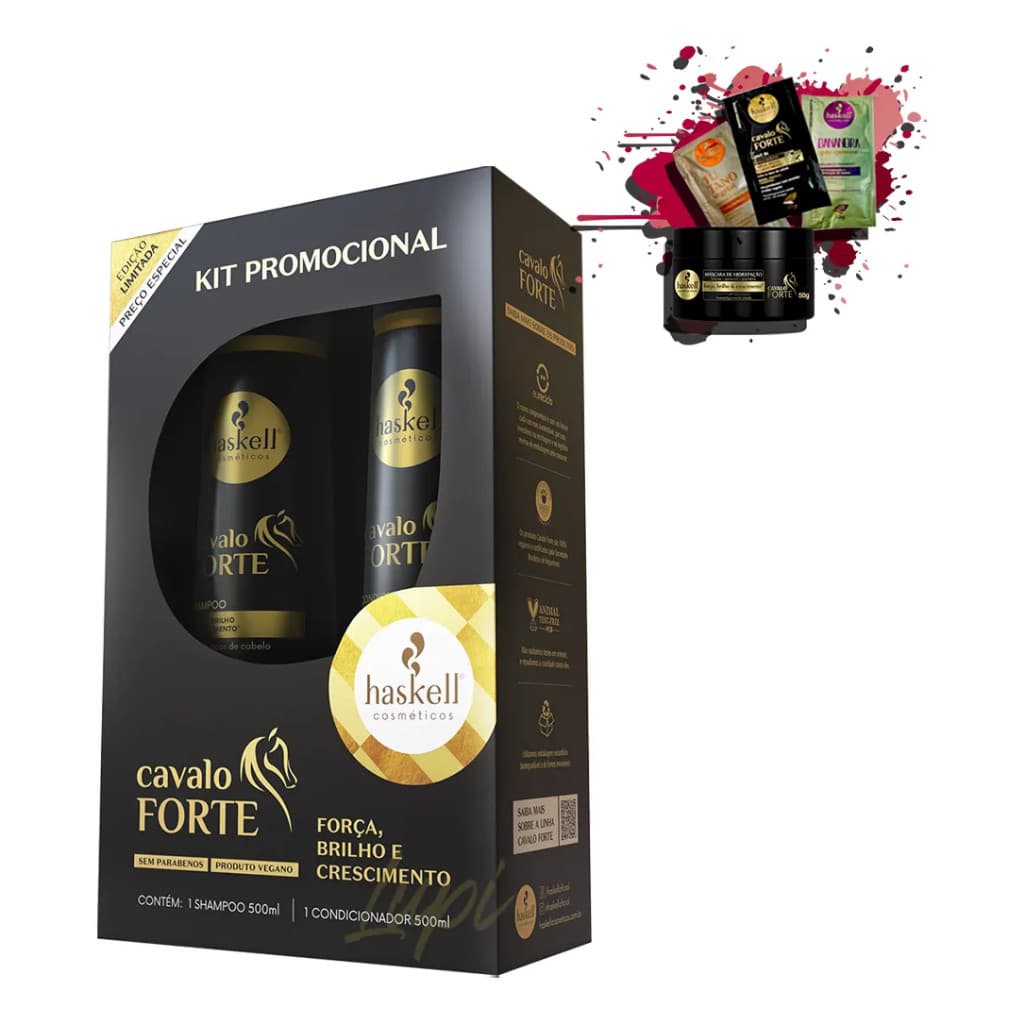 Kit Haskell Cavalo Forte 500ml  Força Brilho e Crescimento