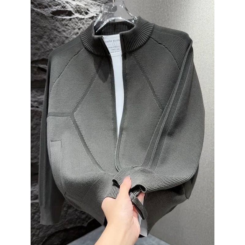Gola de beisebol com zíper malha Cardigan camisola jaqueta masculina solta All-Match camisola Casual High-End