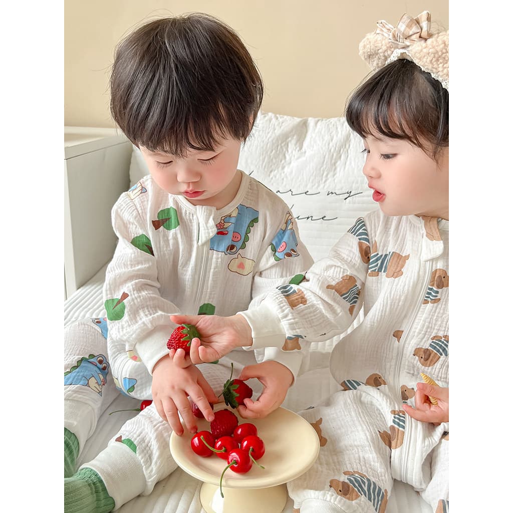Bebê gaze saco de dormir bebê primavera outono manga comprida proteção da barriga Anti-pontapé colcha puro algodão estil