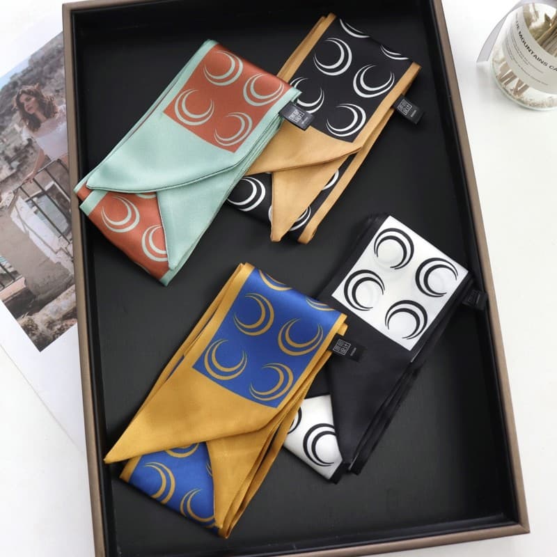 Francês elegante Retro High-End multifuncional ins faixa de cabelo feminino laço de cabelo lua Streamer lenço de seda ni