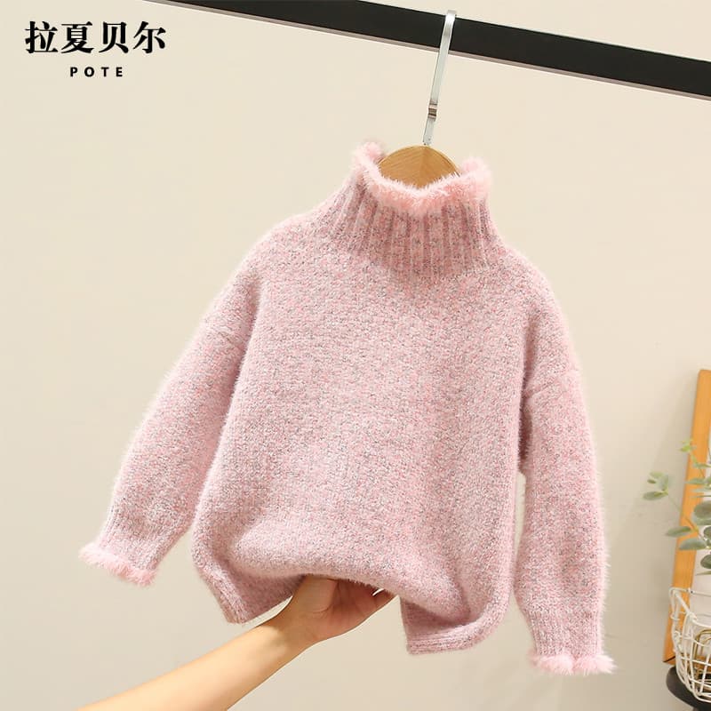 Lasherbell roupas infantis meninas camisola espessada outono inverno camisola 2026 novo estilo moda infantil camisola de
