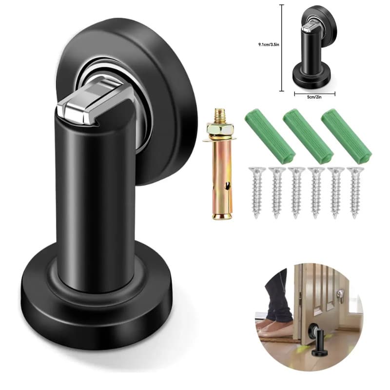 Trava de Porta Magnética com Adesivo – Fixador Inox preto