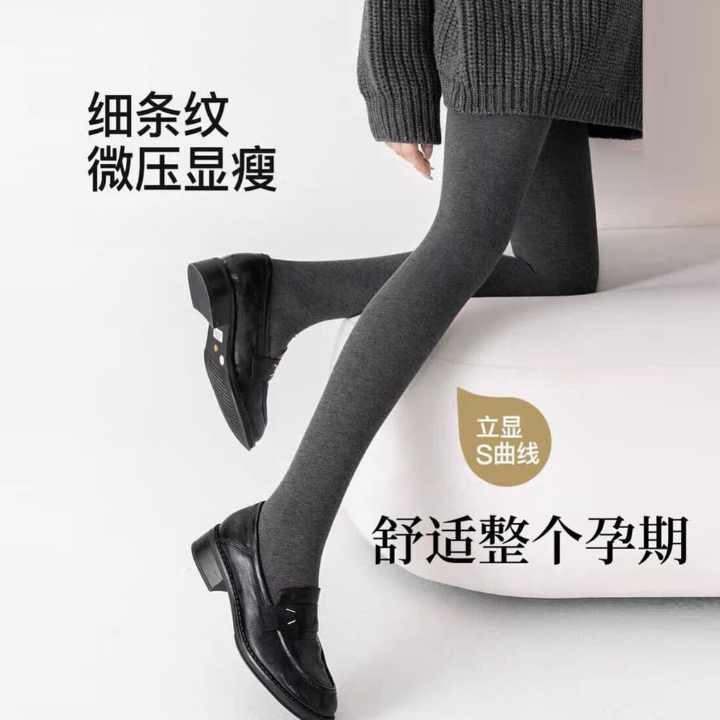 Mulheres grávidas leggings primavera outono Vertical listrado meia-calça outono inverno forro de lã espessamento pé legg