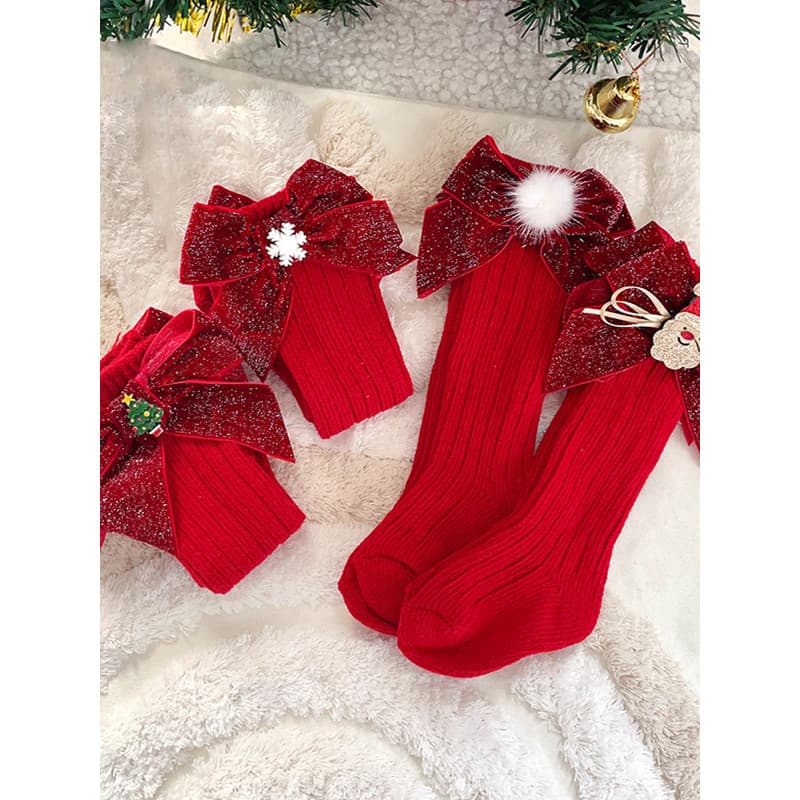 Crianças meias outono inverno vermelho masculino feminino bebê meio tubo meias infantis longo tubo meias de lã boneca do