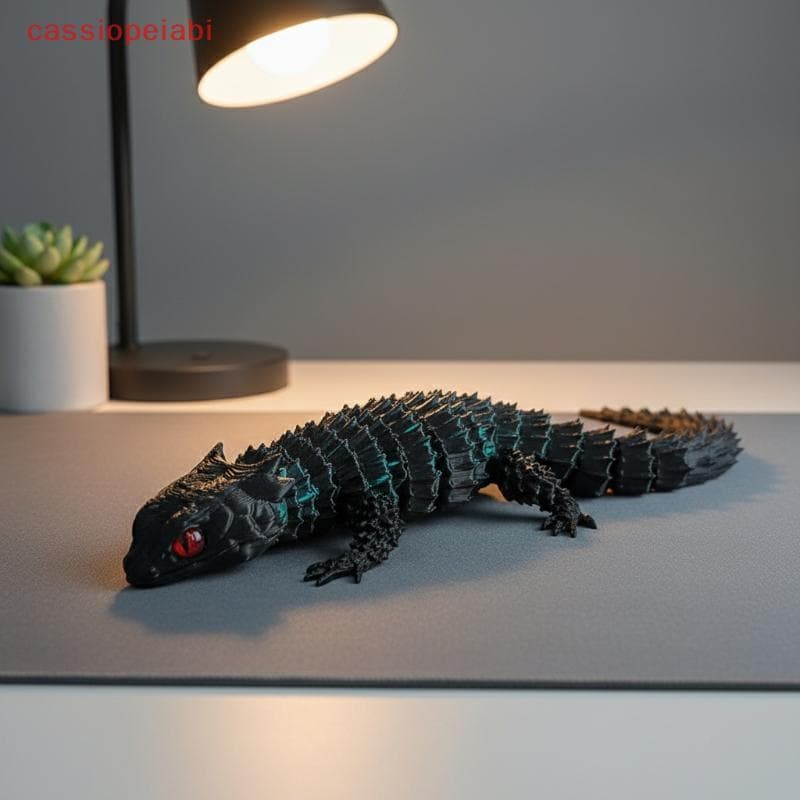 (cassiopeiabi) 3D Impresso Lagarto Dos Desenhos Animados Estátua Conjunta Decoração De Mesa Móvel Presente Feito À Mão P