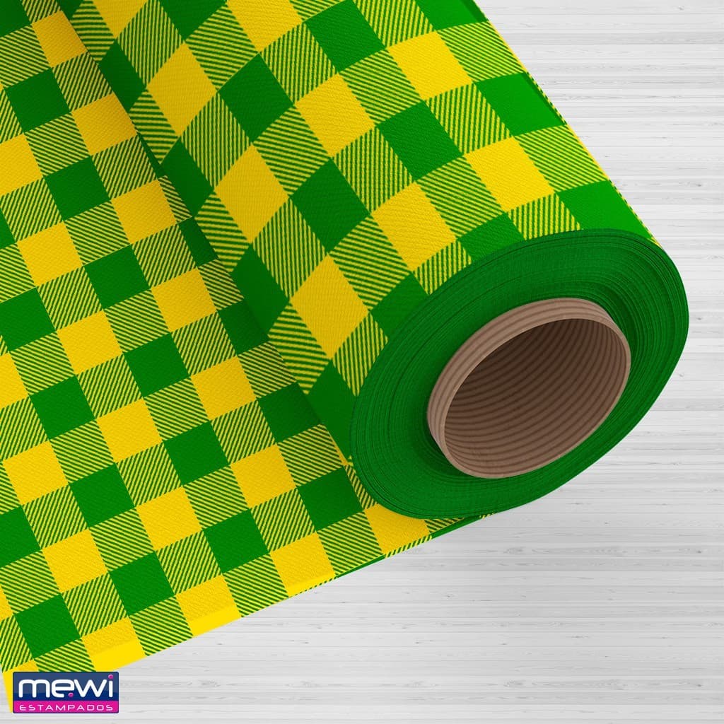 Toalha de mesa em TNT 40G Xadrez Amarelo com Verde, Decoração ,festa junina, Copa do mundo, BRASIL