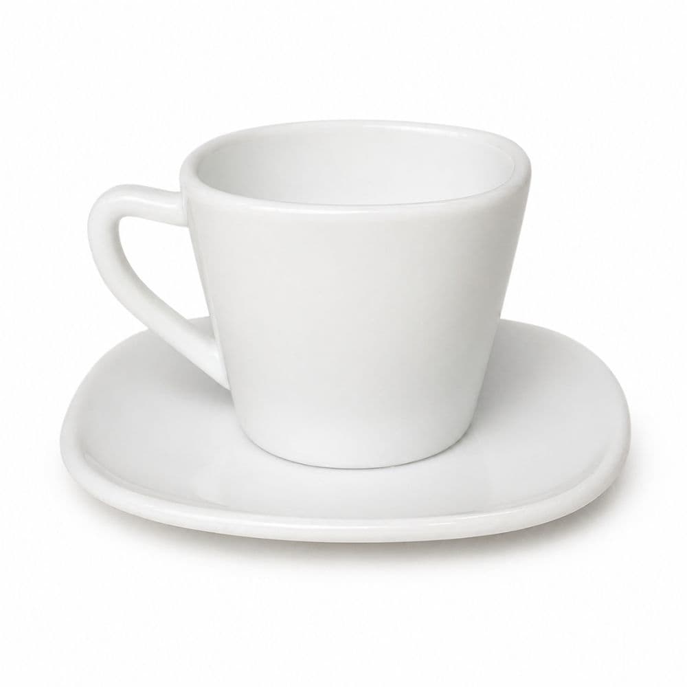 Jogo 06 Xícaras Vidro Opalina Branco com Pires 80ml Café/Chá