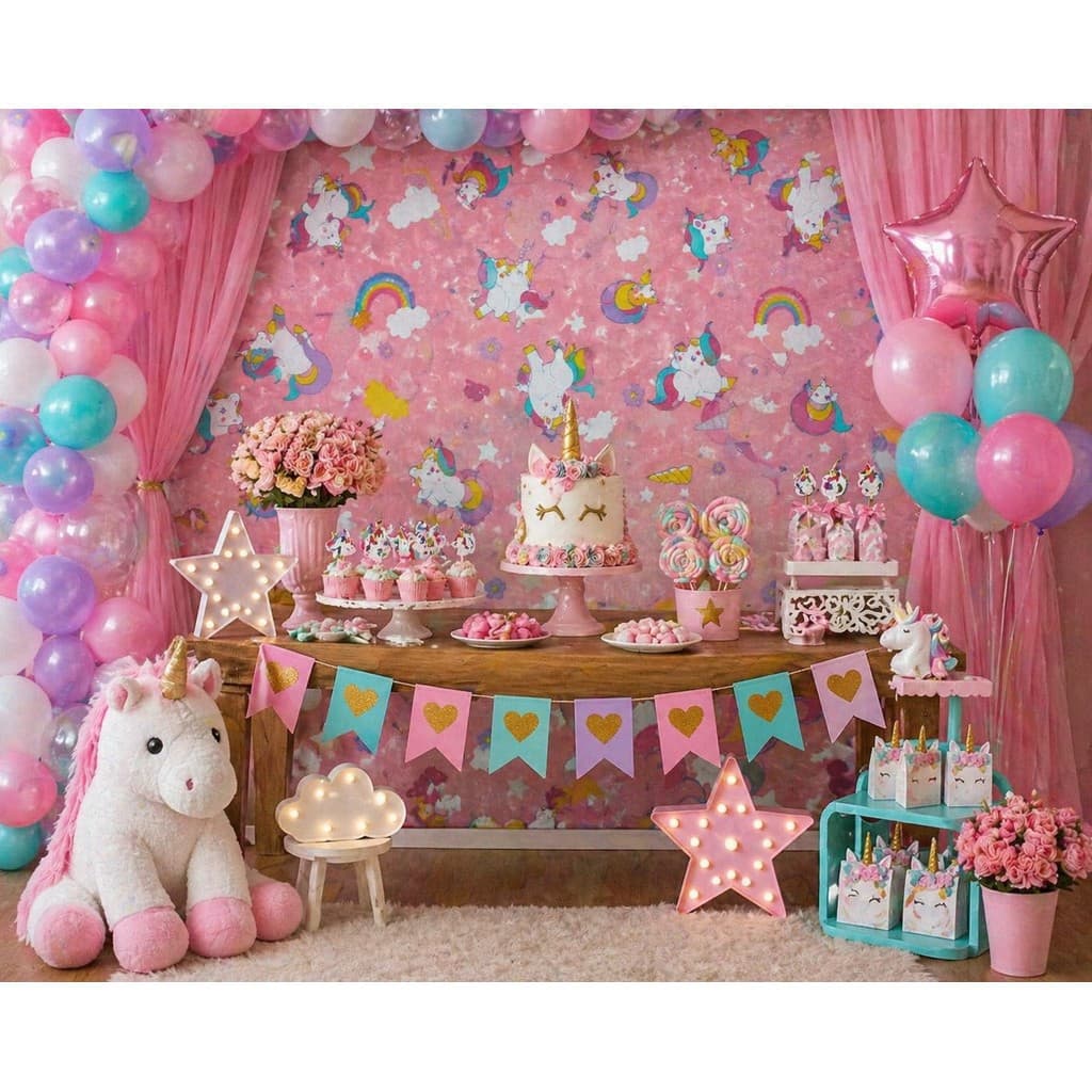 TNT Estampado Unicórnio Rosa Bebê 1mx1,40L Decoração Festa Infantil