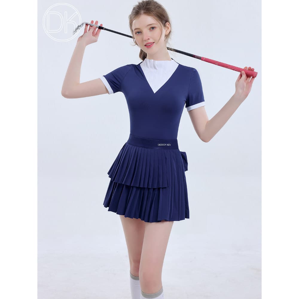 2023 golfe feminino verão de manga curta de secagem rápida topo versão coreana roupas de golfe terno feminino cintura al