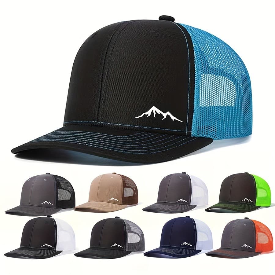 Boné de Beisebol com Aba Ligeiramente Curvada e Estampa de Montanha QFXE&*&&&-