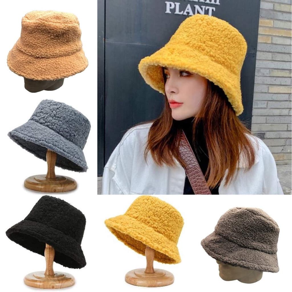 Chapéu Tecido Felpudo Bucket Inverno Regulagem Diversas Cores