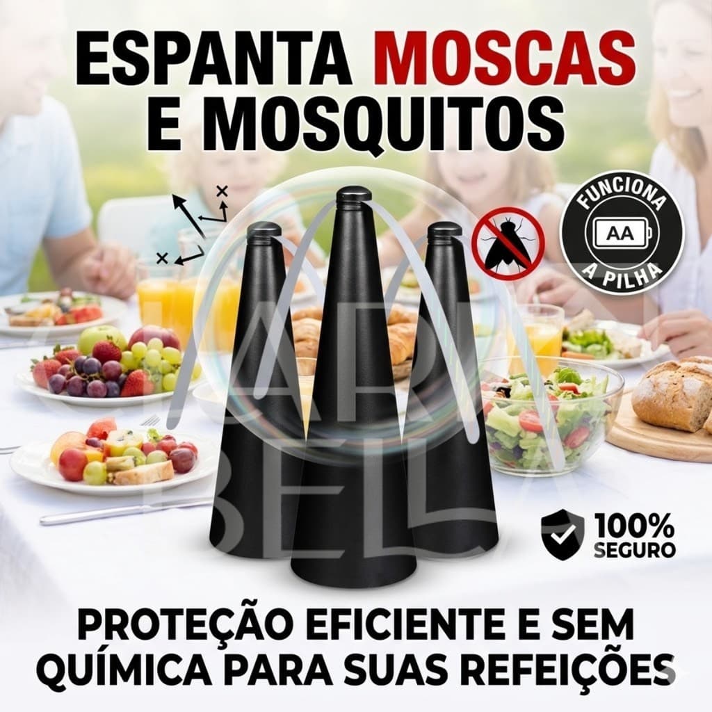 Ventilador Anti Moscas para Mesa Silencioso Sem Químicos Proteção para Alimentos Interno e Externo