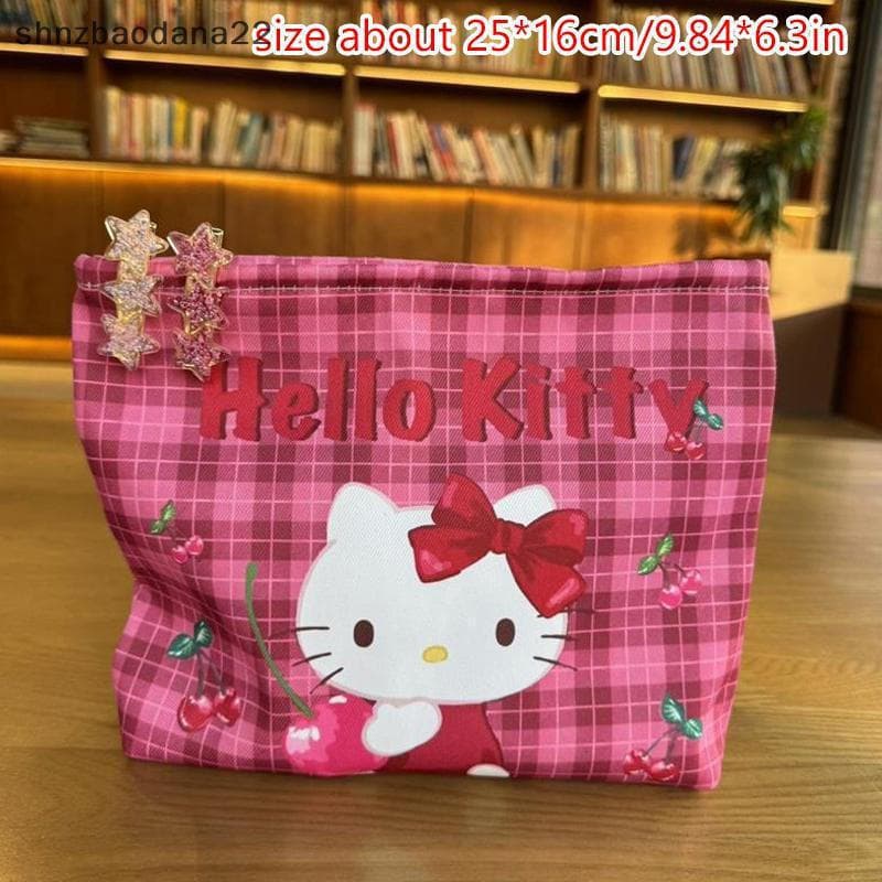 [Shnzd] Bolsa De Cosméticos Sanrio Hello Kitty Fofa KT Cat Printing Viagem De Grande Capacidade Higiene Portátil Armazen