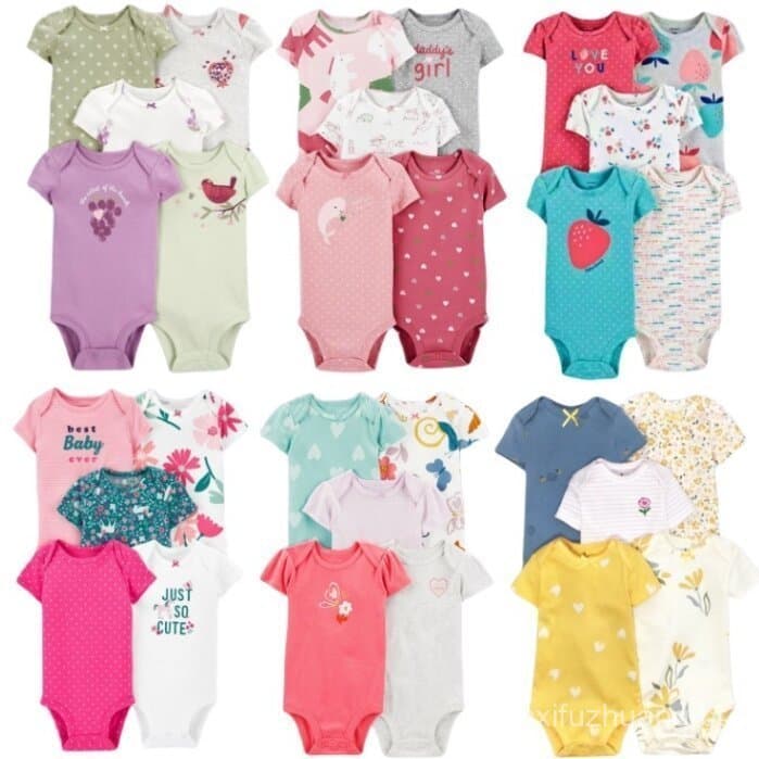Body Lucky Para Bebê/Menina 5 Peças/De Manga Curta Meninas/kit De .