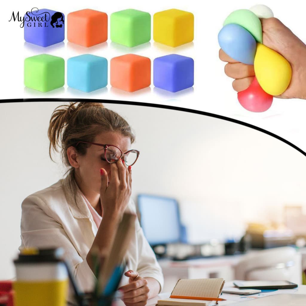 Stress Relief Gadget Cube Kneadable Toy 4pcs Flour Squeeze Soft Stretchy Tpr Slow Ball Anxiety Fidget Classroom Prizes P
