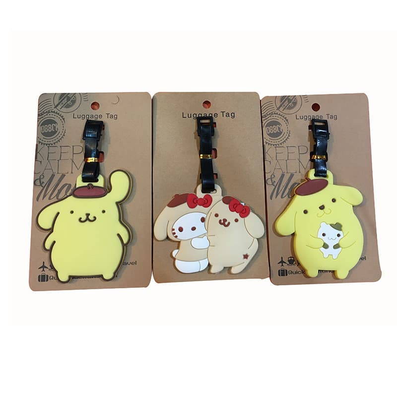 Etiqueta de bagagem Etiqueta de nome Sanrio Clownfish PC Pudim de cachorro Cachorro Canela Etiqueta de bagagem de cachor