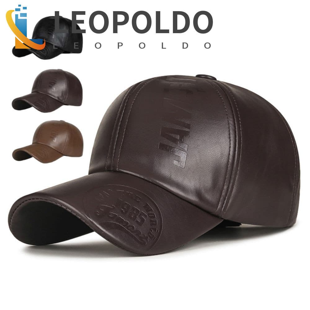 Boné De Beisebol De Couro LEOPOLDO , Caminhoneiro Ajustável Masculino Vintage , Chapéu Retrô Snapback De Proteção Solar