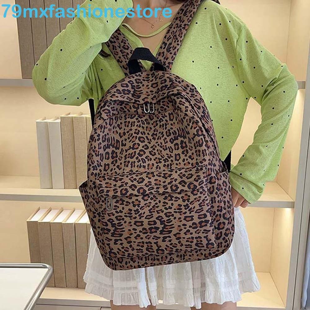 Mochila Com Estampa De Leopardo MXFASHIONESB , Bolsa Escolar Retrô Durável Para Estudantes , De Poliéster De Grande Capa