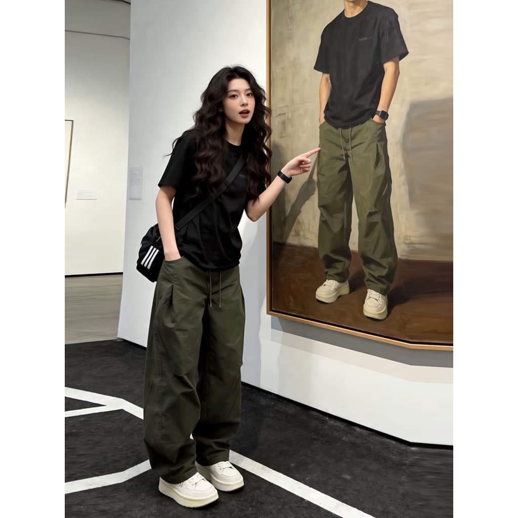 Americano Retro exército verde macacão masculino primavera verão cleanfit secagem rápida calças Machete Street Wear High