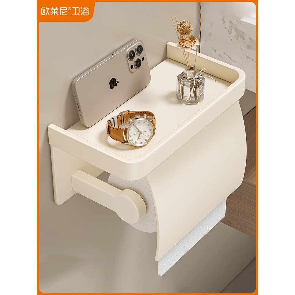 Caixa de papel higiênico estilo creme, caixa de tecido higiênico, banheiro, sem perfuração, prateleira de papel em rolo